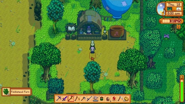 Standing in front of the Bookseller in Stardew Valley