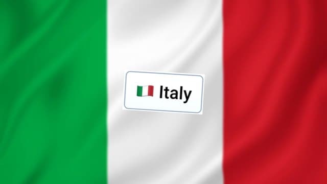 Infinite Craft Italy block atop a blurred green, white, and red Italian flag