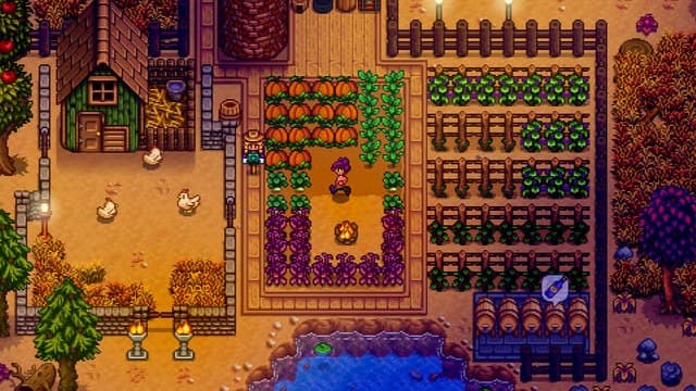 Farmer in crop patch in Stardew Valley